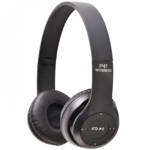 MP3 плеер + радио- наушники большие + Bluetooth P47 черные - фото