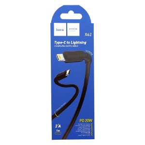 Кабель iPhone PD Type-C to Lightning Hoco X62 3A/20W черный 1м - фото