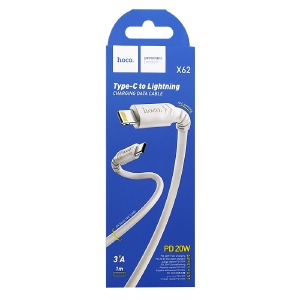 Кабель iPhone PD Type-C to Lightning Hoco X62 3A/20W белый 1м - фото