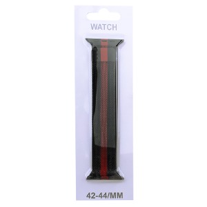 Ремешок для Apple Watch 42/44/45mm Миланская петля черный с красной полосой - фото