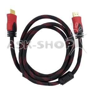 Кабель HDMI-HDMI V1.4 тканевой черный 1,5м - фото