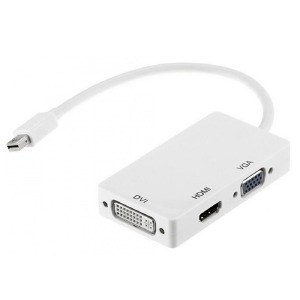 Конвертер mini Display Port (папа) - HDMI/DVI/VGA белый - фото