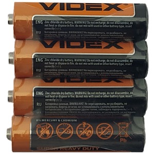 R06 Батарейки Videx Super HD АА солевые по 4 шт(пальчиковые)/цена за 1 бат. (60) - фото