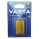 6LR61 Батарейки Varta Longlife щелочная крона по 1шт/цена за 1 бат. - фото 1