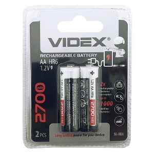 Аккумуляторы Videx AA R6 по 2 шт(пальчиковые) 2700mA/цена за 1 бат. - фото