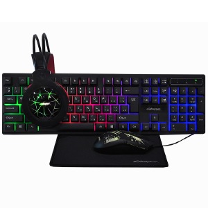 Игровой набор (клавиатура+мышь+наушники+коврик) RGB CyberPunk CP-009 4в1 - фото