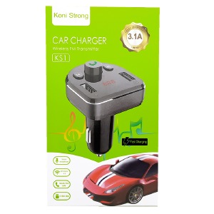 FM модулятор Koni KS1 12V/3.1A/2USB/BT4.2/LCD дисплей черный - фото