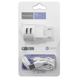 СЗУ iPhone Lightning Koni KS73L 2.4A 2USB белое - фото