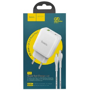 СЗУ Type-C to iPhone Lightning Hoco N5 3A/1USB/18W/QC3.0/PD20W белый - фото