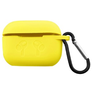 Чехол силикон AirPods 3 желтый с карабином - фото