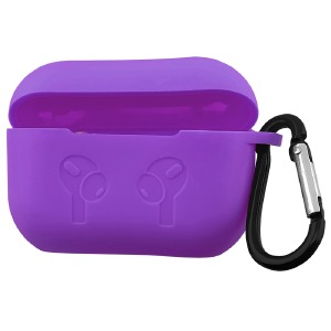 Чехол силикон AirPods 3 фиолетовый с карабином - фото
