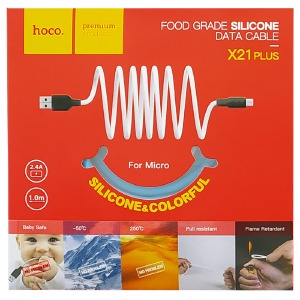 Кабель microUSB Hoco X21 Plus 2.4A силиконовый черно-синий 1м (28) - фото