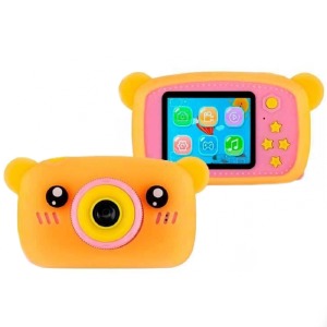 Детский фотоаппарат X 500B розово-оранжевый  мишка - фото