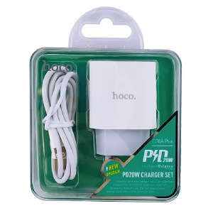 СЗУ Type C to iPhone Lightning Hoco C76a Plus PD 20w+QC3.0 белое - фото