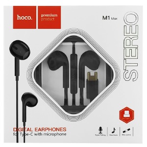 Hands Free Type-C Hoco M1 Max вкладыши/design iPhone черные 1,2м (32) - фото