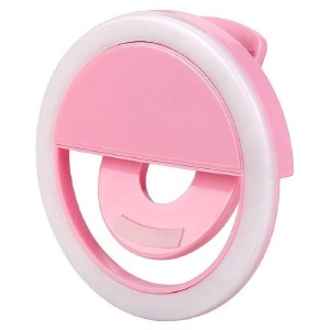 Селфи-кольцо подсветка (питание акб) розовое - фото