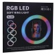 Кольцевая LED-селфи лампа RGB 26см MJ26 держатель для телефона/без подставки/пульт на проводе/USB - фото 1