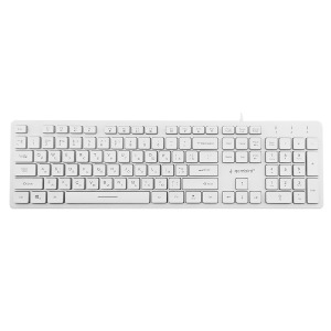 Клавиатура USB с подсветкой Gembird KB-UML3-01-W-UA 3-х цветная/104 клавиши/полноразмерная/коричневые клавиши белая 1,45м - фото