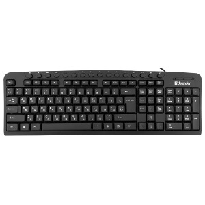 Клавиатура USB Defender Focus HB-470 (Ua/Eng/Ru) 104 клавиши/полноразмерная черная 1,5м - фото