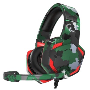 Наушники компьютерные Hoco ESD08 USB/2x3.5/LED RGB подсветка хаки 2м - фото
