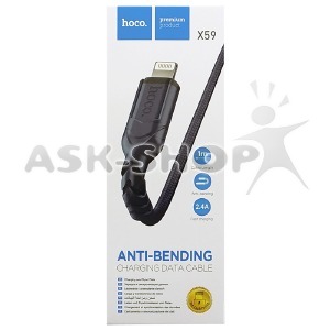 Кабель iPhone Lightning Hoco X59 2.4A тканевой синий 1м (33) - фото