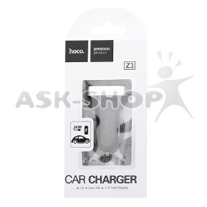 АЗУ USB блочек 3,1A 2USB Hoco Z3 черный - фото