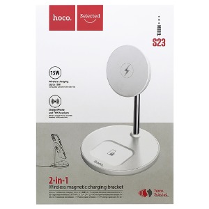 Беспроводная зарядная станция Hoco S23 2in1 (Dock) mobile+airpods белая - фото