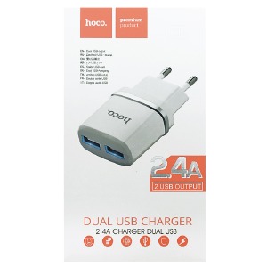 Блочек USB Hoco C12 2.4A 2USB белый (10) - фото