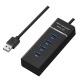 HUB USB 4в1 (USB3.0х4) Super speed 5Gbps черный 0,3м - фото 1