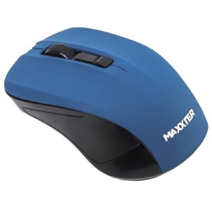 Компьютерная мышка беспроводная Maxxter Mr-337-Bl в блистере сине-черная - фото