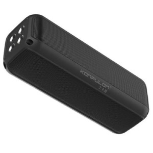 Колонка Konfulon F6 черная 7х7х20см, 10w, 4000maH, фонарик, BT+USB+microSD+FM+AUX, 10часов работы+возможность использовать как PowerBank - фото