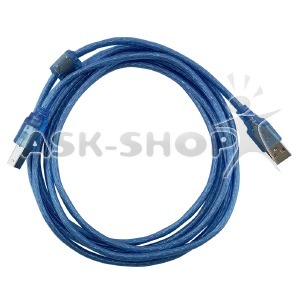 Кабель USB AM-BM (Принтер) синий 3м - фото