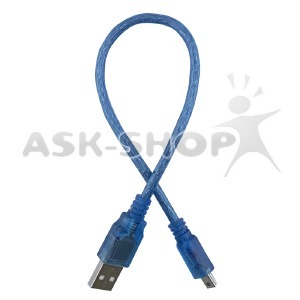 Кабель miniUSB (V3) синий 0,3м  - фото