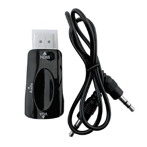 HDMI (папа) -VGA (мама) кабель 1,8м конвертер with IC черный  - фото