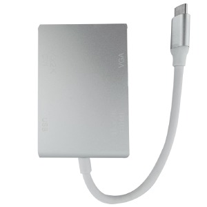 Type-C (тато) - VGA+HDMI+DVI+USB3.0 (мама) конвертер 4в1 білий metall (A00526) - фото
