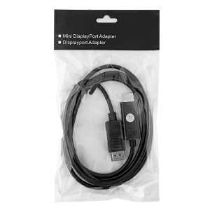 Кабель Display Port (папа) - HDMI (папа) черный 1.8м - фото
