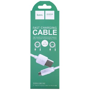 Кабель microUSB Hoco X1 2ШТ 2.4А белый 1м (30) - фото