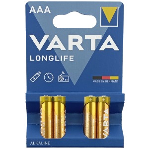LR03 Батарейки Varta Longlife AAA щелочные Alkaline по 4шт (мизинчиковые)/цена за 1 бат. (40) - фото