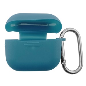 Чехол силикон AirPods 3 сине-зеленый (Pacific Green) с карабином - фото