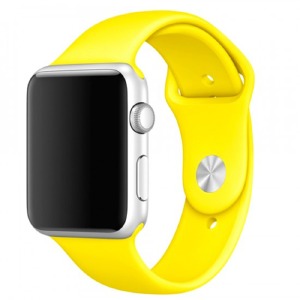 Ремешок для Apple Watch 42/44/45mm силиконовый желтый S - фото