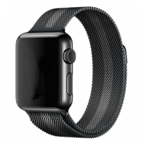 Ремешок для Apple Watch 38/40/41mm Миланская петля черный с серой полосой - фото