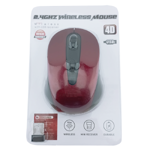 Компьютерная мышка беспроводная 3000 4 кнопки/USB 2.4GHz блистер красная - фото