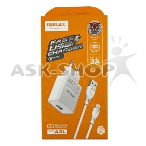 СЗУ iPhone Lightning Gerlax A3L 3A-1USB 18w QC3.0 белое 1м - фото