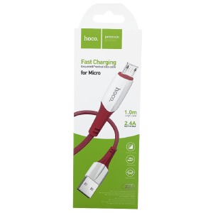 Кабель microUSB Hoco X70 2.4A тканевой красный 1м (31) - фото