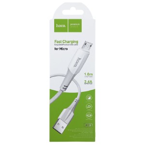 Кабель microUSB Hoco X70 2.4A тканевой белый 1м (31) - фото