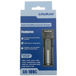 Зарядное для аккумуляторов LiitoKala Lii-100C (1х, универсальное, подходит для многих аккумуляторов, Li-ion/NiMH/NiCd)+PowerBank Function# - фото