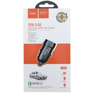 АЗУ USB блочек 3.0A 1USB Hoco Z32A  Quick Charge 3.0 черное - фото