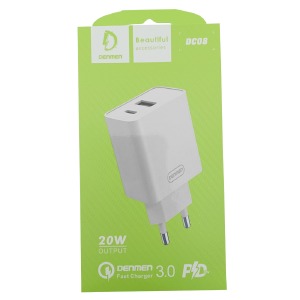 Блочек USB Denmen DC08 1USB+PD20w 3.6A белый - фото