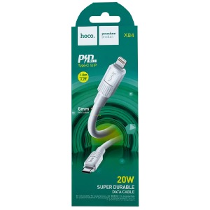 Кабель iPhone PD Type-C to Lightning Hoco X84 20W/OD6.0 белый 1м - фото