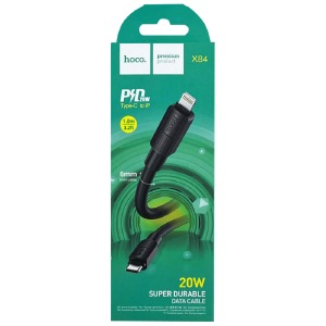 Кабель iPhone PD Type-C to Lightning Hoco X84 20W/OD6.0 черный 1м - фото